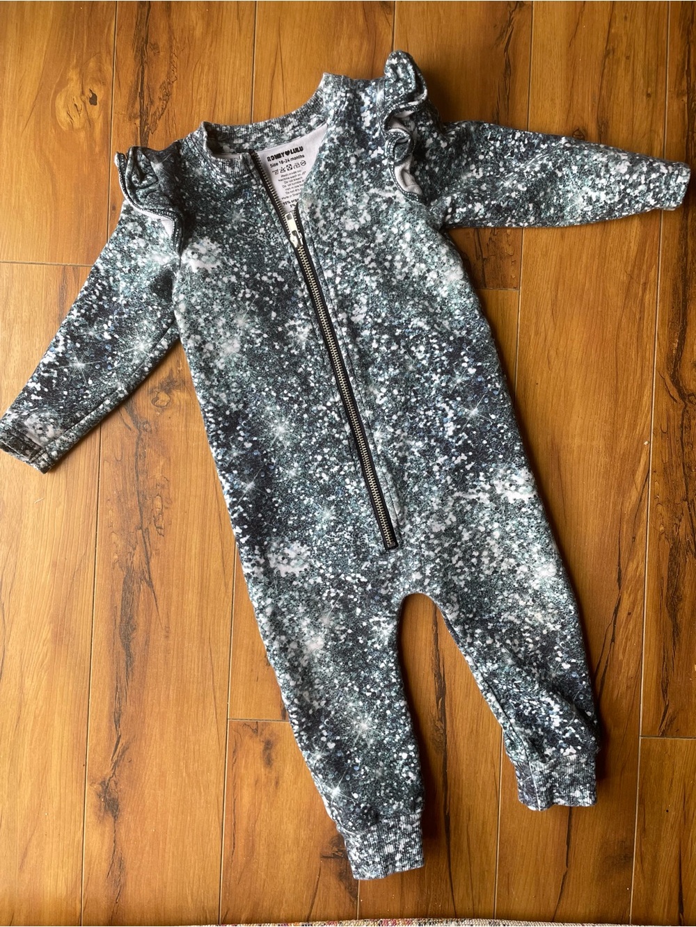 Romey Loves Lulu Glitter Long-Sleeve Baby One-Piece Romper with Front Zip